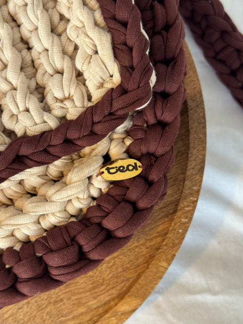 Mala Crossbody Bicolour Bege e Castanho